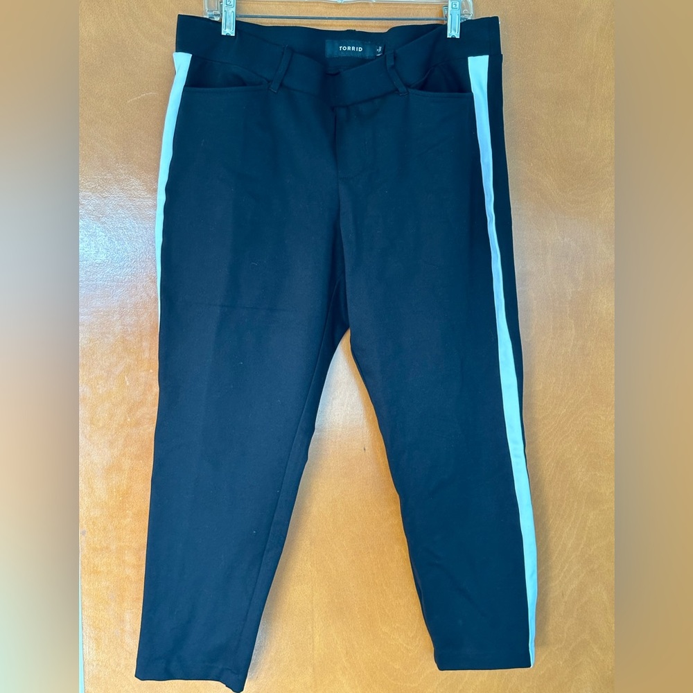 Black Ponte Pants with White Strip.